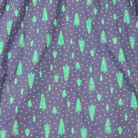 Lands End Womens No Iron Supima Shirt 24W Blue Christmas Green Trees Pattern - Picture 2 of 8